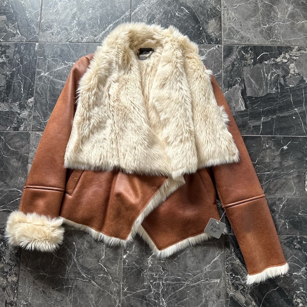 SCOOP NYC Faux Fur Trim Moto Jacket – Size S
